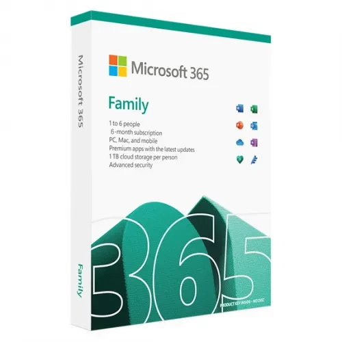 مايكروسوفت Office 365 Family (ترخيص لمدة 6 أشهر / 6 مستخدمين) (اشتراك / عالمي)