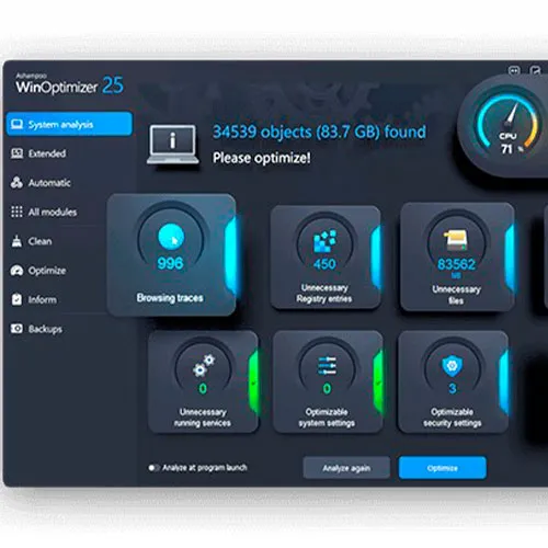 Ashampoo WinOptimizer 25 (Windows) (Lebenslange Lizenz / Global)