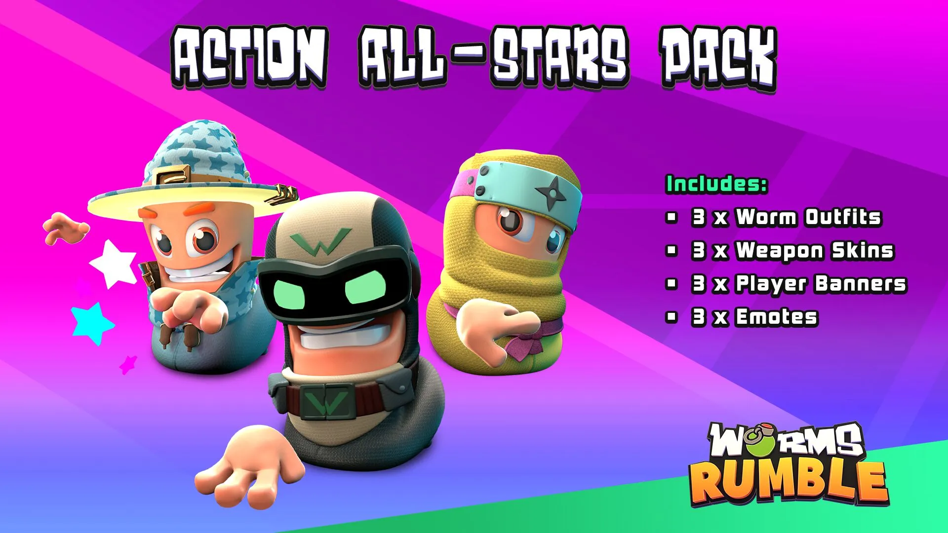 Worms Rumble – Action All-Stars Pack (PC Steam Key / Global)